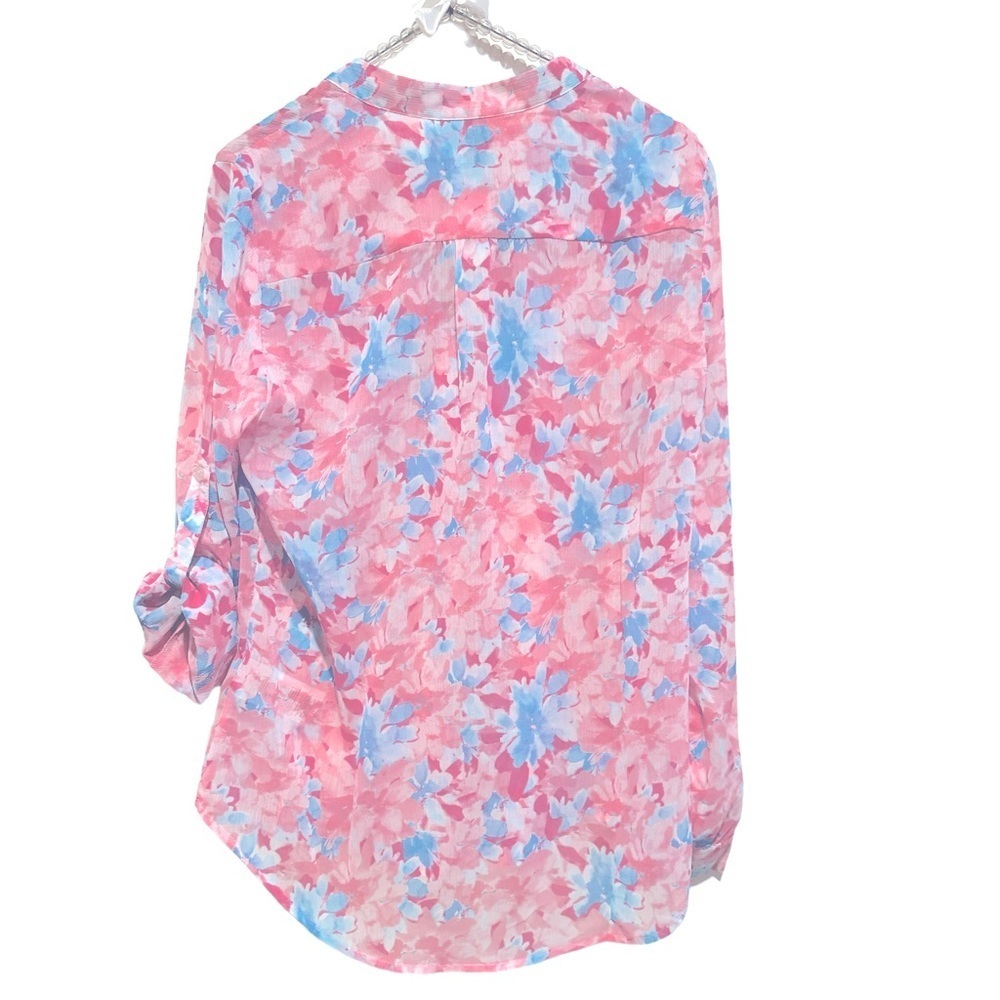 KUT FROM THE CLOTH BABY PINK BLUE JASMINE BORDEAUX LONG SLEEVE FLORAL TOP XS - Picture 3 of 9
